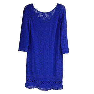 Laundry By Shelli Segal Cocktail Party Dress Royal Blue Stretch Lace Size 2